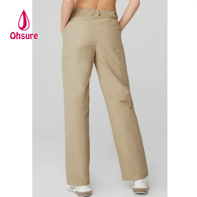 Pantalones de nailon de alta calidad con bolsillos para mujer, calzas personalizadas con corte de cintura alta, venta al por mayor