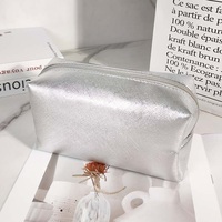 Nouveau étanche dames vanité pochette personnalisé brillant maquillage brosse pochette blanc en cuir Pu paillettes argent beauté sac cosmétique
