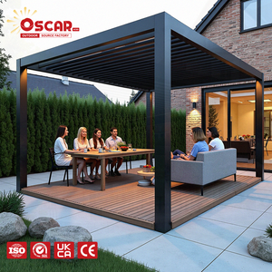Pergola de jardin de luxe motorisée en aluminium, résistante aux intempéries, avec toit à lames orientables pour patio et arrière-cour - Product Image 1