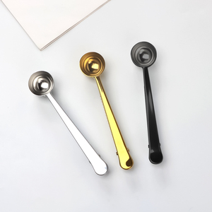 Cuchara medidora/cuchara medidora de cobre dorado de acero inoxidable moderna para café y té con Clip para bolsa Material de Metal plateado - Product Image 3