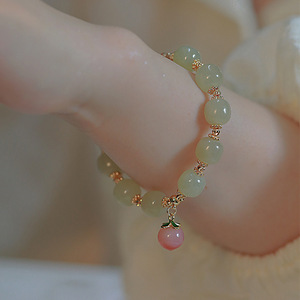 Hetian Jade Bracelet For Women Fruit Shape Peach Agate Jewelry Gift Charm Bracelet - Product Image 4