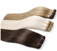 Rambut Virgin Remy Cina Double Drawn Flat Weft Silky Straight Warna Coklat Tua Hitam Harga Grosir Pabrik Pesanan Massal