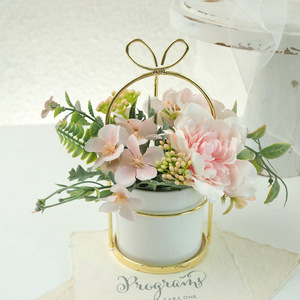 New Arrival <b>Artificial</b> <b>Hydrangea</b> Camellia Bonsai Set Electroplated Iron Frame White Ceramic Pot Nordic Style Home Decoration - Product Image 5