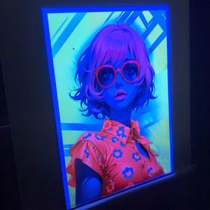 Impressões de Arte Personalizadas com Tinta Neon Azul/Vermelha, Pôster de Personagem de Anime Manga com Fluorescência que Brilha no Escuro com Luz UV - Product Image 1