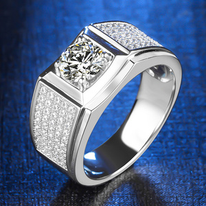 공장 가격 패션 약혼 반지 남자 반지 925 스털링 실버 moissanite 다이아몬드 반지 - Product Image 6
