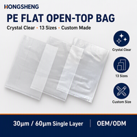 Sac plat en PE transparent, résistant, épais, imperméable, anti-humidité, à ouverture large, pour l'emballage de bonbons et de boissons, vente en gros