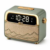 Réveil Lumineux Mountain Mist Journey avec Haut-Parleur Bluetooth, Style Oriental, Finition en Tissu Brodé, Décoration de Chevet, Cadeau