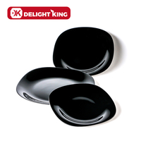 Verrerie opale en stock plat de poisson en verre opale blanc assiette plate en verre bol de soupe de riz pot à lait pour ensemble de dîner