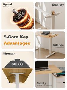PRORIALS <span class=keywords><strong>Bureau</strong></span> <span class=keywords><strong>d</strong></span>'<span class=keywords><strong>angle</strong></span> robuste à moteur unique et réglable en hauteur pour petite bibliothèque domestique, station <span class=keywords><strong>d</strong></span>'enregistrement et de podcast, anti-vibration - Product Image 3
