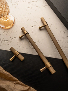Puxador de Móveis em Latão Serrilhado em T, Estilo Francês de Meados do Século, para Guarda-roupa, Gaveta, Armário de Sapatos, Armário e Armário de Toucador - Product Image 6
