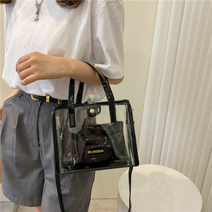 European American Style <b>Clear</b> PVC Jelly Tote Bag Large Capacity Fashion <b>Handbag</b> 2 In 1 Mother Daughter Sub Bag Waterproof Beach - Product Image 3
