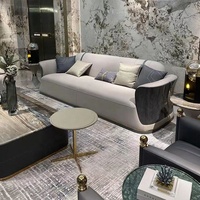 Ensemble de Meubles de Salon Royaux Européens Italiens Or Blanc de Haute Qualité, Canapés Modernes en Cuir, Luxueux pour Salon et Maison