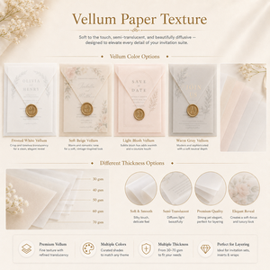Enveloppe en vélin doré à chaud de qualité supérieure et enveloppe d'invitation translucide avec boîte en carton rigide assortie pour mariage de luxe - Product Image 5