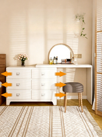 Table de maquillage et coiffeuse en fer noir pour chambre à coucher, avec tiroirs intégrés, style rétro crème, meuble de rangement d'angle