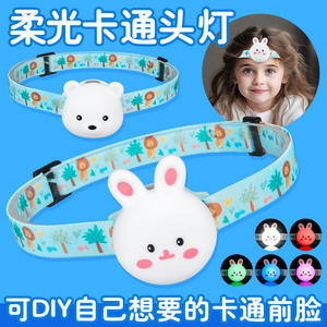 Lampe frontale pour enfants avec design lapin et ours, lumière LED pour usage extérieur, corps en plastique léger et durable, autonomie de 4 heures - Product Image 4