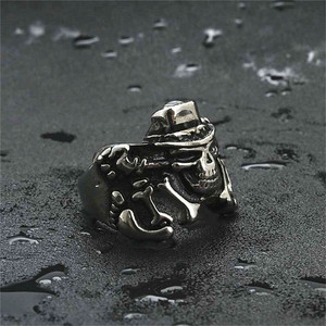 Anillo de Acero Inoxidable con Diseño de Esqueleto, Estilo Punk Retro para Hombre, Joyería de Regalo, Color Plateado - Product Image 2
