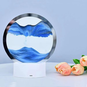 Newest Led <strong>Light</strong> Decor Hourglass <strong>Table</strong> Quicksand Night <strong>Light</strong> 3D Dynamic Flowing Sand Frame Round Glass Bedside Lamp - Product Image 4