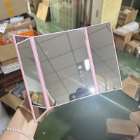 Miroir de maquillage pliable en plastique CF Wholesale Private logo Princess, rectangulaire, à trois volets, avec support