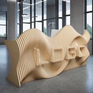 Moderna Scrivania Reception a L in Legno Massello - Design Personalizzato con Logo per Palestre, Scuole, Centri Commerciali, Hotel, Case, Bar, Seminterrati, Esterni |   Marca <span class=keywords><strong>RUYA</strong></span> - Product Image 1