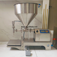 Machine de remplissage de pâte à piston de 1 à 5 litres, prix d'usine, 4 buses, remplisseuse semi-automatique pour huile alimentaire, gel, crème cosmétique en stock