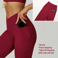 Ensemble 5 pièces CNSHELL : Soutien-gorge dos croisé, débardeur, legging évasé avec poches latérales – Idéal Yoga, Tennis, Activités de plein air et Gym