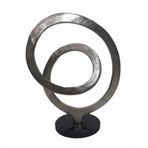 Escultura Circular Plateada con Base, Objeto Decorativo, Centro de Mesa, Artículos de Decoración para Oficina y Hogar, Diseños Personalizables - Product Image 1