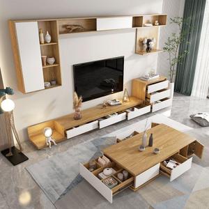 Ensemble de table basse et <span class=keywords><strong>meuble</strong></span> <span class=keywords><strong>TV</strong></span> de luxe moderne avec design en panneaux MDF pour salon, meubles de maison - Product Image 2