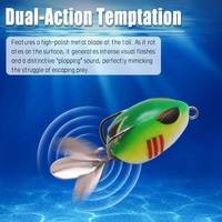 Leurre de surface artificiel en forme de grenouille ovale lisse, motif rayures verticales, avec un seul spinner rotatif, pour la pêche en eau douce