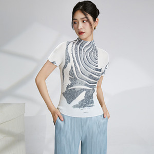 2025เสื้อฤดูร้อนล่าสุดสำหรับผู้หญิง Miyake เสื้ออัดพลีทเสื้อยืดคอเต่าเข้ารูปเสื้อยืดเข้าได้กับเสื้อเบลาส์และเสื้อเชิ้ตสำหรับผู้หญิง - Product Image 6