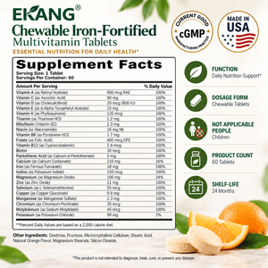 Tabletas Masticables Multivitamínicas con Hierro, Sabor Naranja Natural, Hechas en EE. UU., Suplemento Dietético, 60 Tabletas - Product Image 2