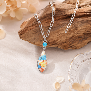 Collana con ciondolo a dettagli colorati, regalo di gioielleria retrò da donna - Product Image 4