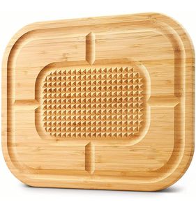 Tabla de cortar tallada en bambú con ranura de goteo, tabla de cortar esencial para carne - Product Image 1