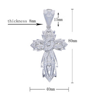 Iced Out Bling Versilberte Hip-Hop Herren Weihnachtsgeschenk Schmuck Micro Pave 5A Kubikzirkonia CZ Kreuz-Anhänger Halskette