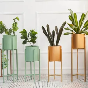 Vaso de plantas personalizado para decoração de casa, suporte moderno para flores, suporte de metal dourado e ferro para plantas, suporte para vasos de flores