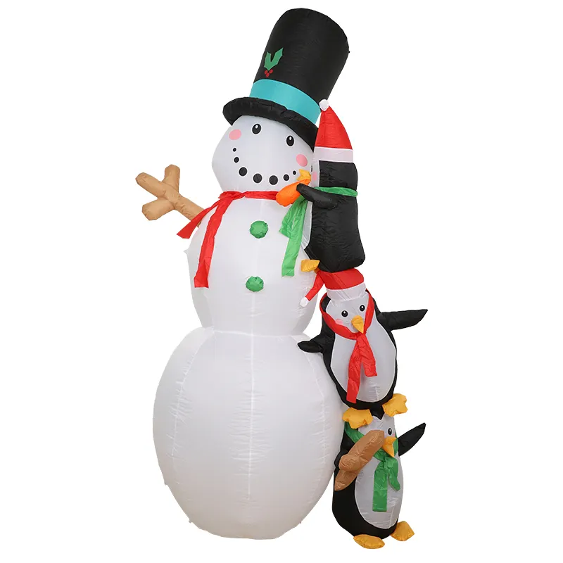 Décorations de cour extérieures gonflables de bonhomme de neige de Noël de 5 pieds, lumières LED intégrées de bonhomme de neige de Noël avec chapeau magique