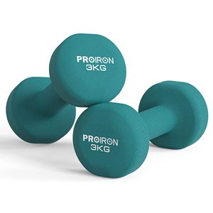 PROIRON 3kg Mancuernas recubiertas de neopreno Equipo de fitness de calidad premium para ejercicio en casa Pilates Gimnasio - Product Image 1