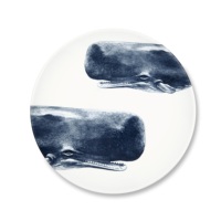 Service de vaisselle en céramique 3 pièces Assiettes Faune Flore Excelsa Motif animalier Bleu Marine Technique de tampographie Réutilisable