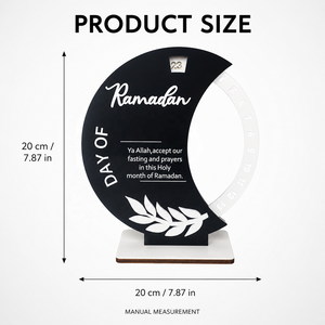 Calendario Conto alla Rovescia per il Ramadan, Decorazione Eid Mubarak, Ornamento da Tavolo Islamico con Luna Crescente in Acrilico e Legno - Product Image 5