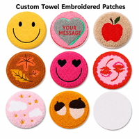 Patch en chenille personnalisé en usine, motif Cœurs et Yeux Roses, style luxueux, applique brodée ronde mignonne pour vêtements