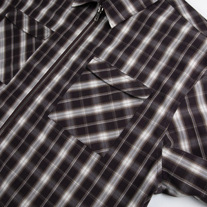 Commercio all'ingrosso camicia di flanella con Zip in cotone in popeline 100% personalizzata per gli <span class=keywords><strong>uomini</strong></span> <span class=keywords><strong>a</strong></span> maniche lunghe stile Casual camicie <span class=keywords><strong>a</strong></span> quadri da uomo Plus Size - Product Image 6