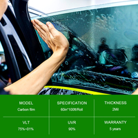 Film Kaca Mobil Privacy Dark Black Carbon 1.52*30M/1.52*60m Polarizado VLT3% 99% Perlindungan UV Solar Film