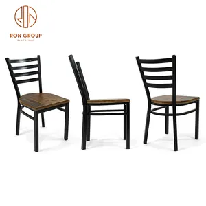 Wholesale Manufactures Antique Elm Wood Chair Outdoor Cafe Bar Furniture Metal Frame Wooden Seats Dining Chairs For Restaurant