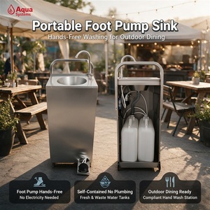Évier de cuisine portable d'extérieur en acier inoxydable, sans plomberie, eau chaude et froide - Product Image 1
