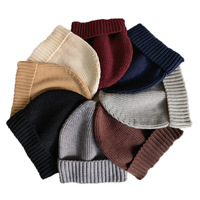 Bonnet en laine unisexe jacquard tricoté couleur unie, chaud pour l'automne et l'hiver, brodé, taille 48-50cm, en stock