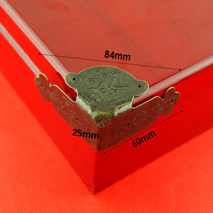 Antique Style <b>Box</b> Corner Protectors 84mm X 60mm X 25mm Carbon Steel Right Angle <b>Floral</b> Bird Design For Furniture - Product Image 1