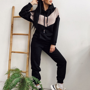 Tuta da <span class=keywords><strong>donna</strong></span> con cuciture completo da due pezzi felpe con cappuccio e pantaloni da <span class=keywords><strong>donna</strong></span> completi abbigliamento <span class=keywords><strong>donna</strong></span> felpa autunno inverno novità - Product Image 4