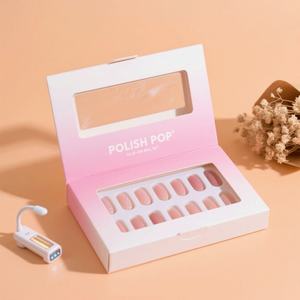 Faux ongles artificiels biodégradables en matériaux recyclés, boîtes rigides en papier de luxe, emballage pour ongles en carton coloré avec éponge - Product Image 2