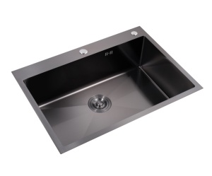 Station de travail de qualité commerciale, évier simple 700x500mm AW-7050 |   201 SS Counter Nano Finition Noire Faite à la Main Garantie 5 Ans - Product Image 4