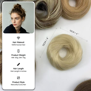 Extensions capillaires en gros de style populaire, postiche en cheveux naturels, <span class=keywords><strong>chignon</strong></span> blond en forme de donut, <span class=keywords><strong>chignon</strong></span> en cheveux naturels, accessoires d'extension de queue de cheval, <span class=keywords><strong>chignon</strong></span> - Product Image 4