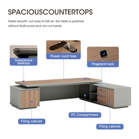 Nouvelle conception de mobilier de bureau, ensemble complet en bois MDF, bureau en forme de L, bureau de direction, table de patron